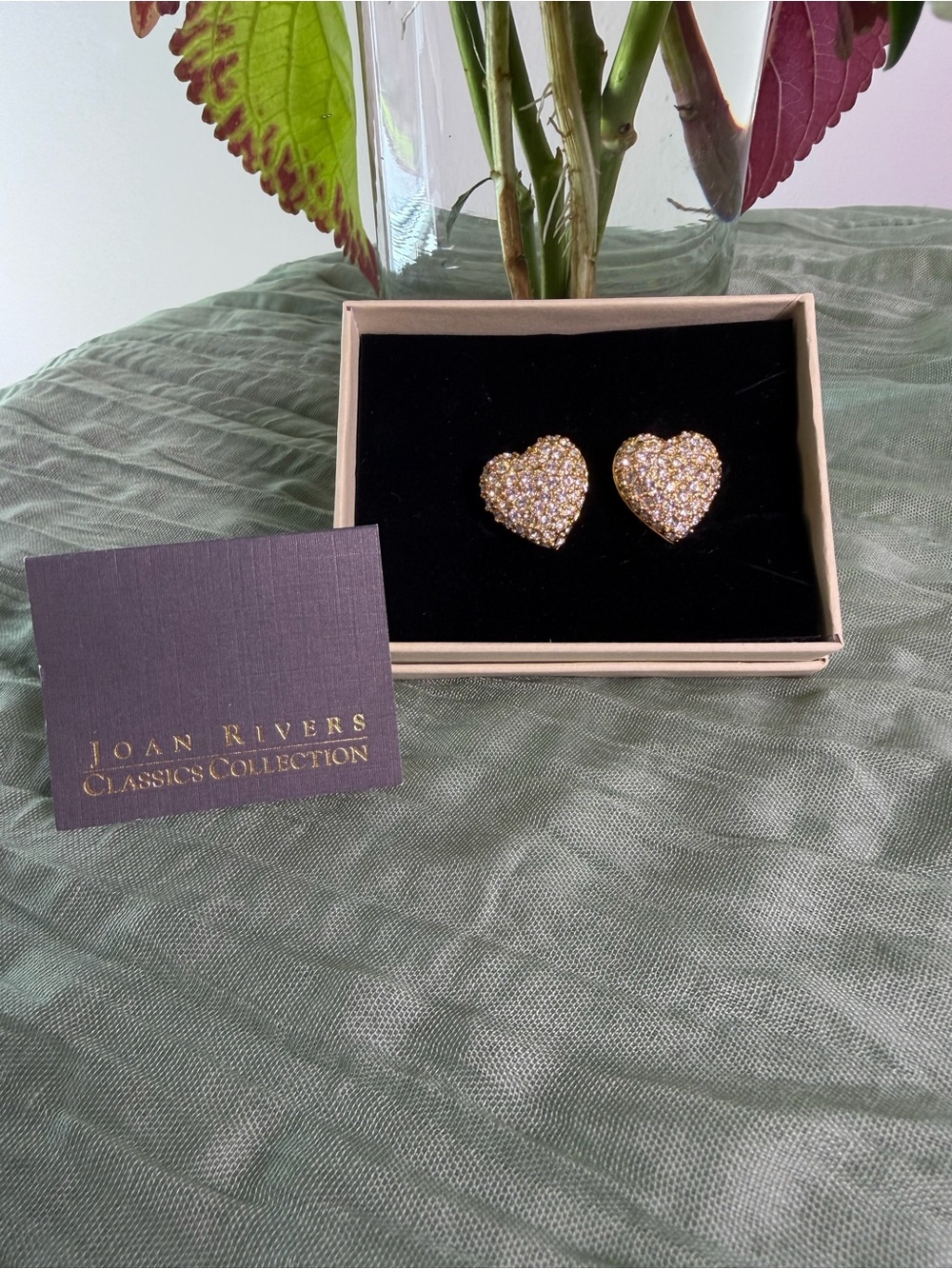Joan Rivers Classics Collection Gold-Tone Pavé Crystal Heart Earrings, clipons